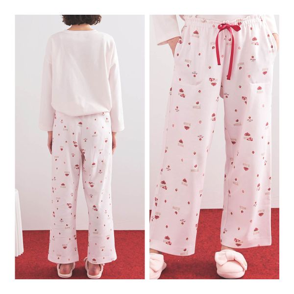 ナルエー パジャマ エアーニットプリン＆ショートケーキパジャマ ルームウェア ロングパンツ 長袖 上