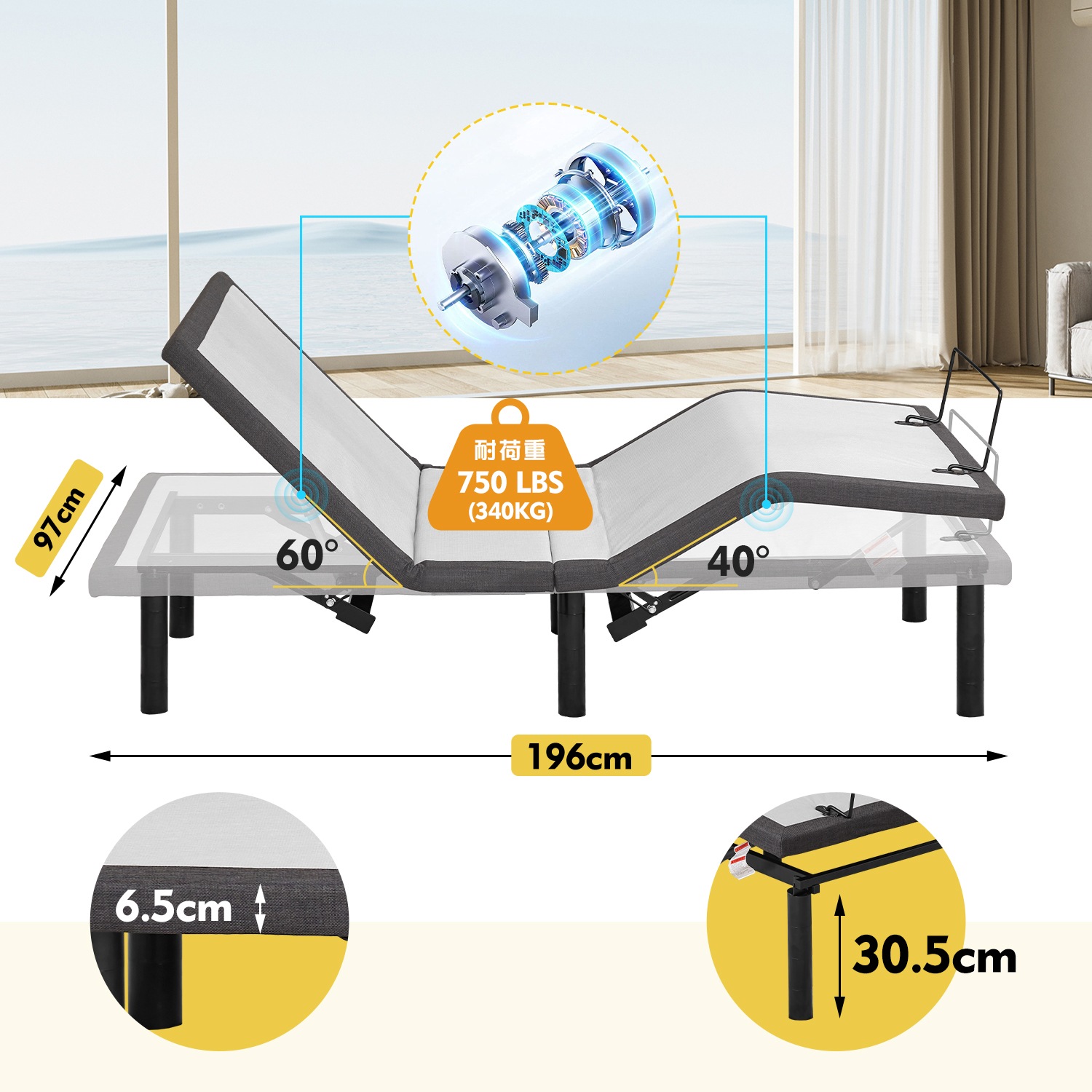 【国内出荷】電動ベッド 折りたたみベッド 2モーター 196*97cm シングル 家庭用 組立簡単 高さ調節 角度調整 【国内出荷】電動ベッド 折りたたみベッド 2モーター 196*97cm シングル 家庭用 組立簡単 高さ調節 角度調整