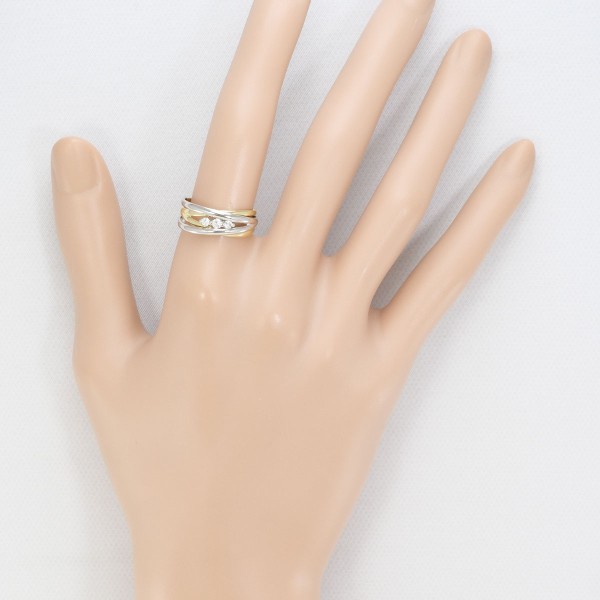 PT900 プラチナ K18YG リング 指輪 12号 ダイヤ 0.10 ジュエリー 中古 PT900 プラチナ K18YG リング 指輪 12号 ダイヤ 0.10 ジュエリー 中古