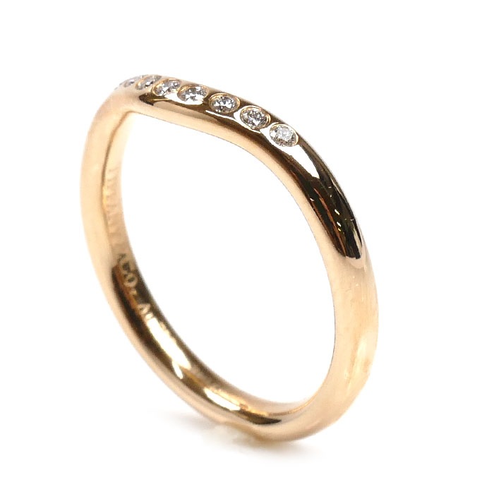 TIFFANY&Co. ティファニー K18PG ピンクゴールド カーブドバンド 9P ダイヤ リング リング・指輪 ダイヤモンド 6.5号 2.4g レディース 中古 美品 TIFFANY&Co. ティファニー K18PG ピンクゴールド カーブドバンド 9P ダイヤ リング リング・指輪 ダイヤモンド 6.5号 2.4g レディース 中古 美品