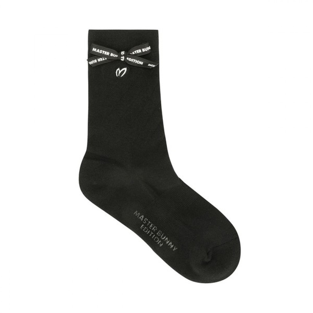 (Master Bunny) レディースノンスリップワッフルティッシュリボンミッドカーフソックス