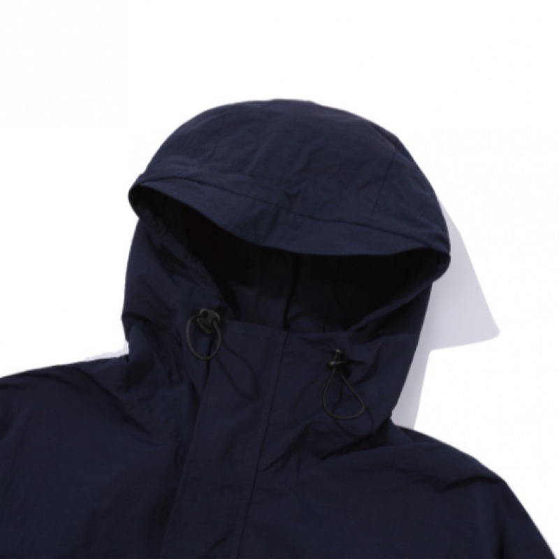 CPGN ハイネックフード付きウィンドブレーカーネイビー