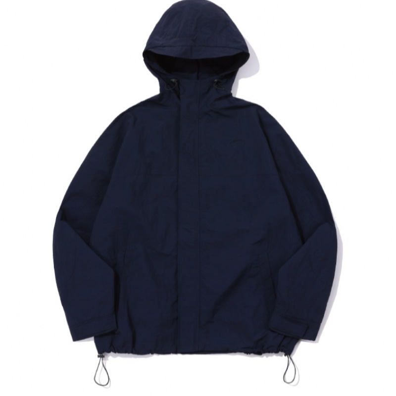 CPGN ハイネックフード付きウィンドブレーカーネイビー