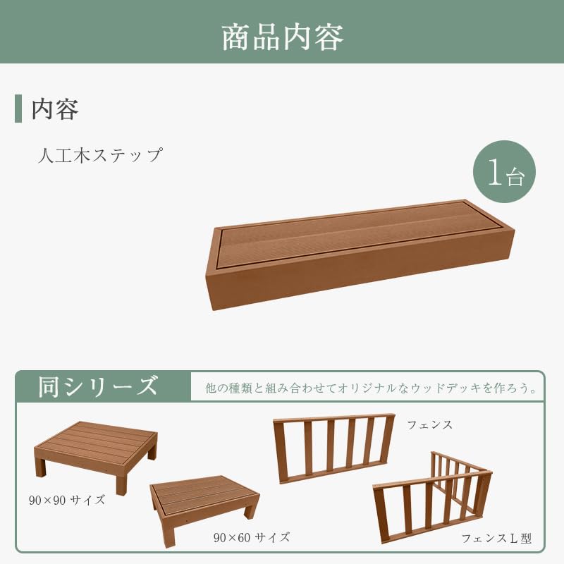 リビングアウト(Living Out) 人工木デッキ用ステップ ブラウン