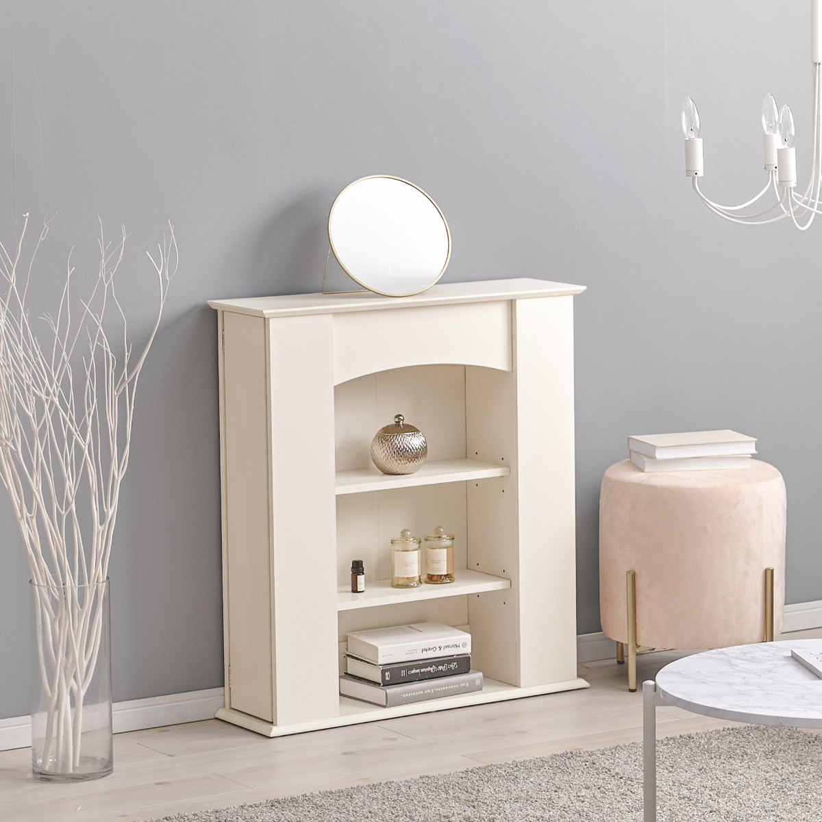 マントルピース 幅70cm 3段 可動棚 隠し収納 オープンラック 棚 ラック 収納 隠し扉 ディスプレイラック シェルフ 飾り棚 韓国風 ホワイト アーチ型 マントルピース 幅70cm 3段 可動棚 隠し収納 オープンラック 棚 ラック 収納 隠し扉 ディスプレイラック シェルフ 飾り棚 韓国風 ホワイト アーチ型