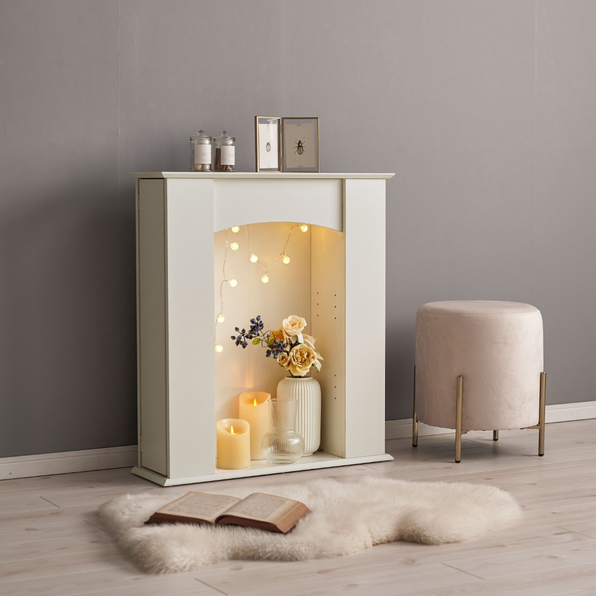 マントルピース 幅70cm 3段 可動棚 隠し収納 オープンラック 棚 ラック 収納 隠し扉 ディスプレイラック シェルフ 飾り棚 韓国風 ホワイト アーチ型 マントルピース 幅70cm 3段 可動棚 隠し収納 オープンラック 棚 ラック 収納 隠し扉 ディスプレイラック シェルフ 飾り棚 韓国風 ホワイト アーチ型