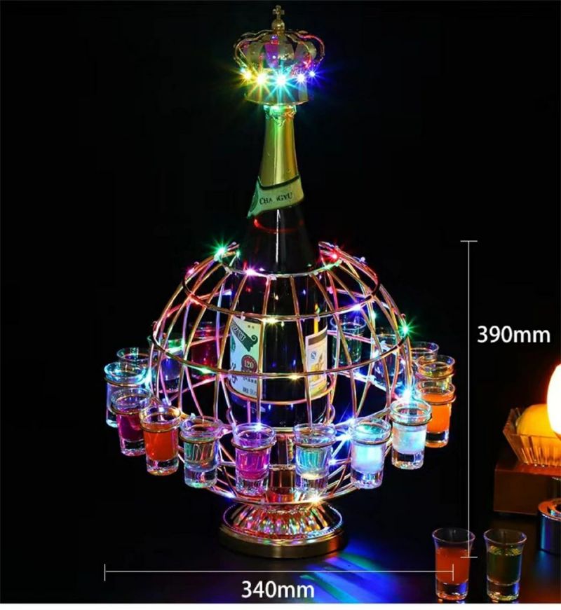 テキーラ地球儀 LED酒グラス ワインラック 幻の船 LED酒ボトルの表示棚酒棚 おしゃれ 地球儀の形 LED酒ボトルの表示棚 カラフルな回転酒ラック 雰囲気ラート LED酒グラス KTVナイトクラブ