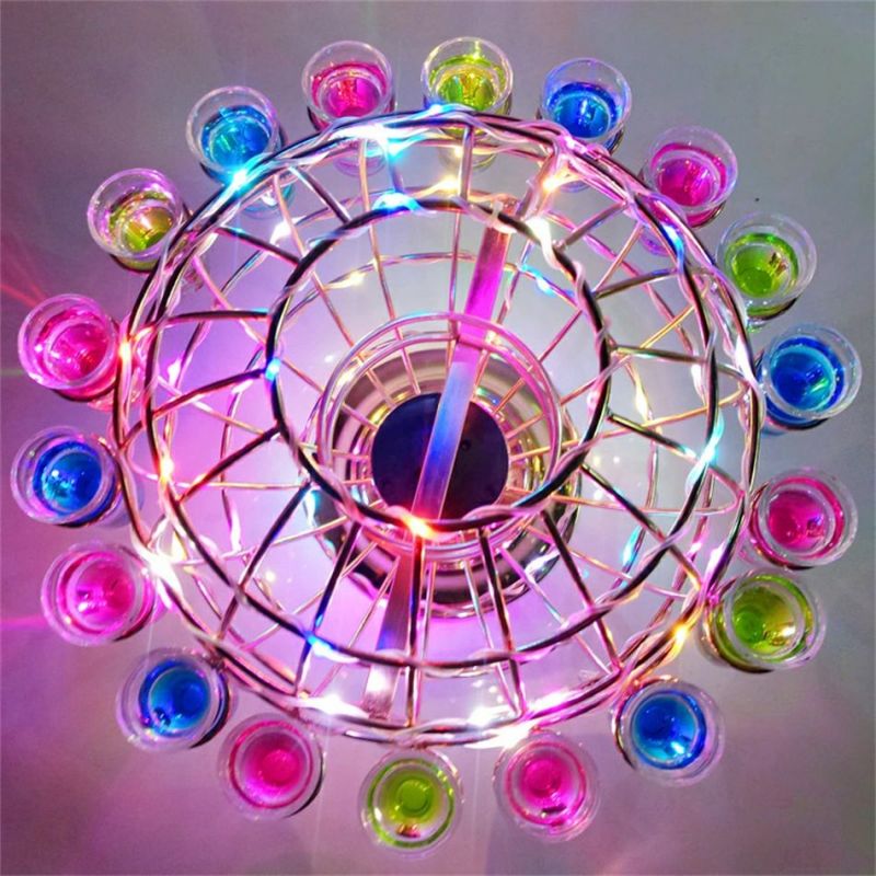 テキーラ地球儀 LED酒グラス ワインラック 幻の船 LED酒ボトルの表示棚酒棚 おしゃれ 地球儀の形 LED酒ボトルの表示棚 カラフルな回転酒ラック 雰囲気ラート LED酒グラス KTVナイトクラブ