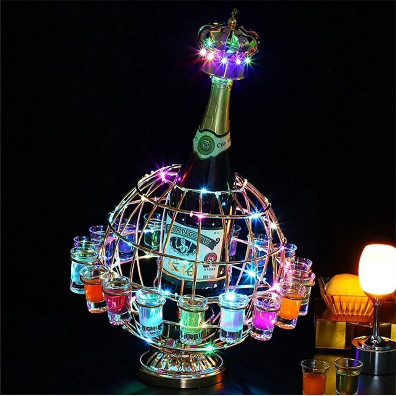 テキーラ地球儀 LED酒グラス ワインラック 幻の船 LED酒ボトルの表示棚酒棚 おしゃれ 地球儀の形 LED酒ボトルの表示棚 カラフルな回転酒ラック 雰囲気ラート LED酒グラス KTVナイトクラブ
