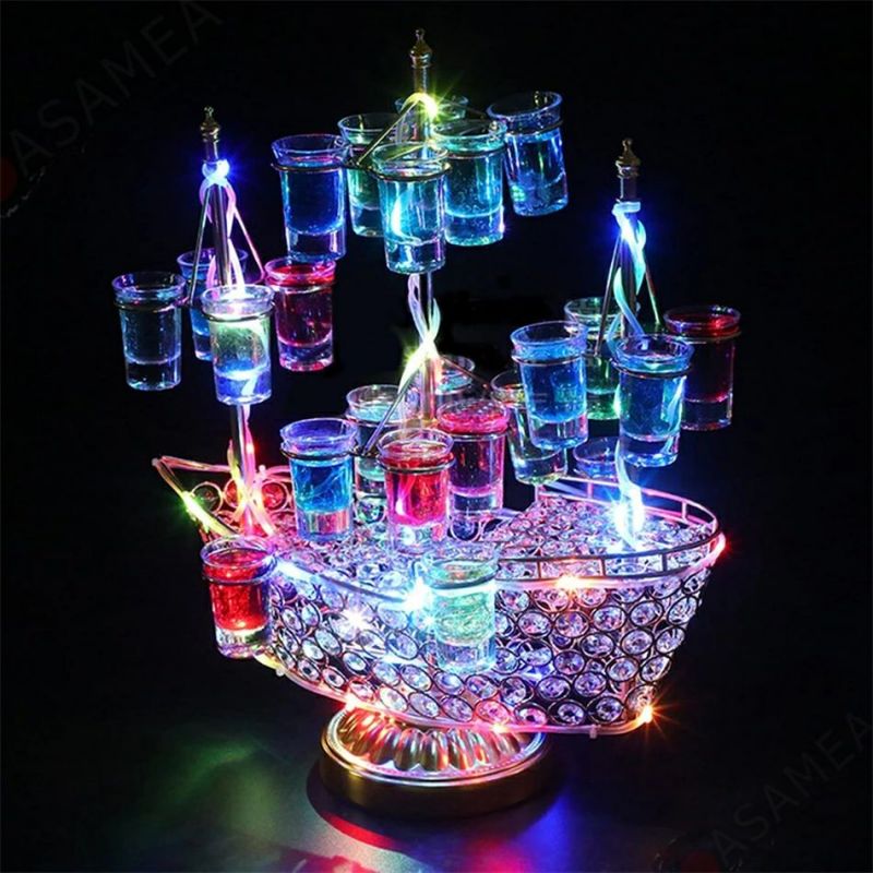 テキーラ地球儀 LED酒グラス ワインラック 幻の船 LED酒ボトルの表示棚酒棚 おしゃれ 地球儀の形 LED酒ボトルの表示棚 カラフルな回転酒ラック 雰囲気ラート LED酒グラス KTVナイトクラブ