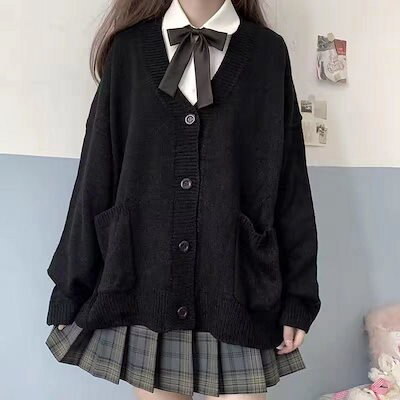 Qoo10] スクールカーディガン 制服 Vネック カ