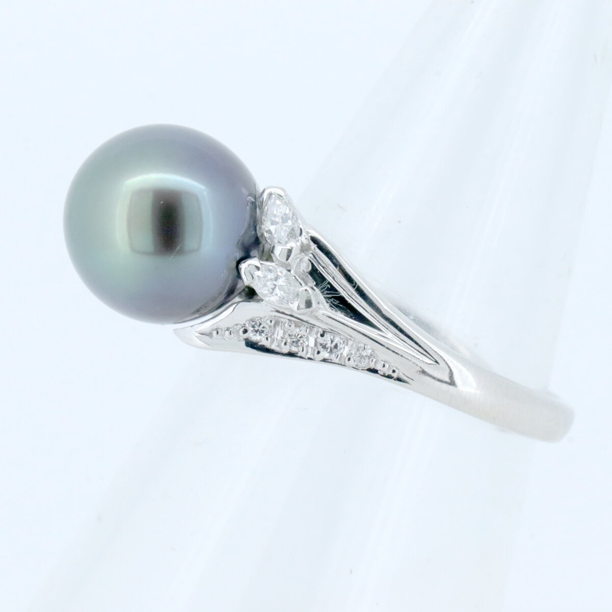 オーロラ ピーコック ブラック パール ダイヤモンド リング 指輪 10.1ミリ 0.29ct 14号 Pt900(プラチナ) 質屋出品 オーロラ ピーコック ブラック パール ダイヤモンド リング 指輪 10.1ミリ 0.29ct 14号 Pt900(プラチナ) 質屋出品