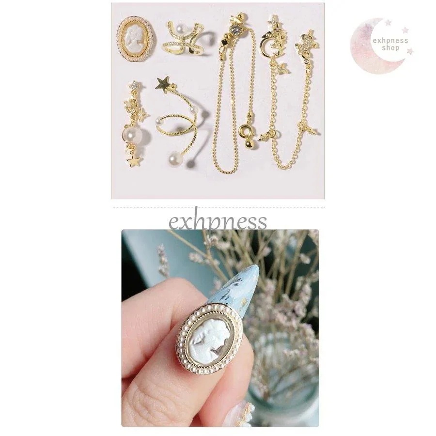 【1つ買うと12つ無料】ネイルジュエリー ネイルパーツ ビジュー デコパーツ セット 福袋 カメオ パール リボン 蝶々 星 スター 流れ星 揺れる ホワイト 化粧4