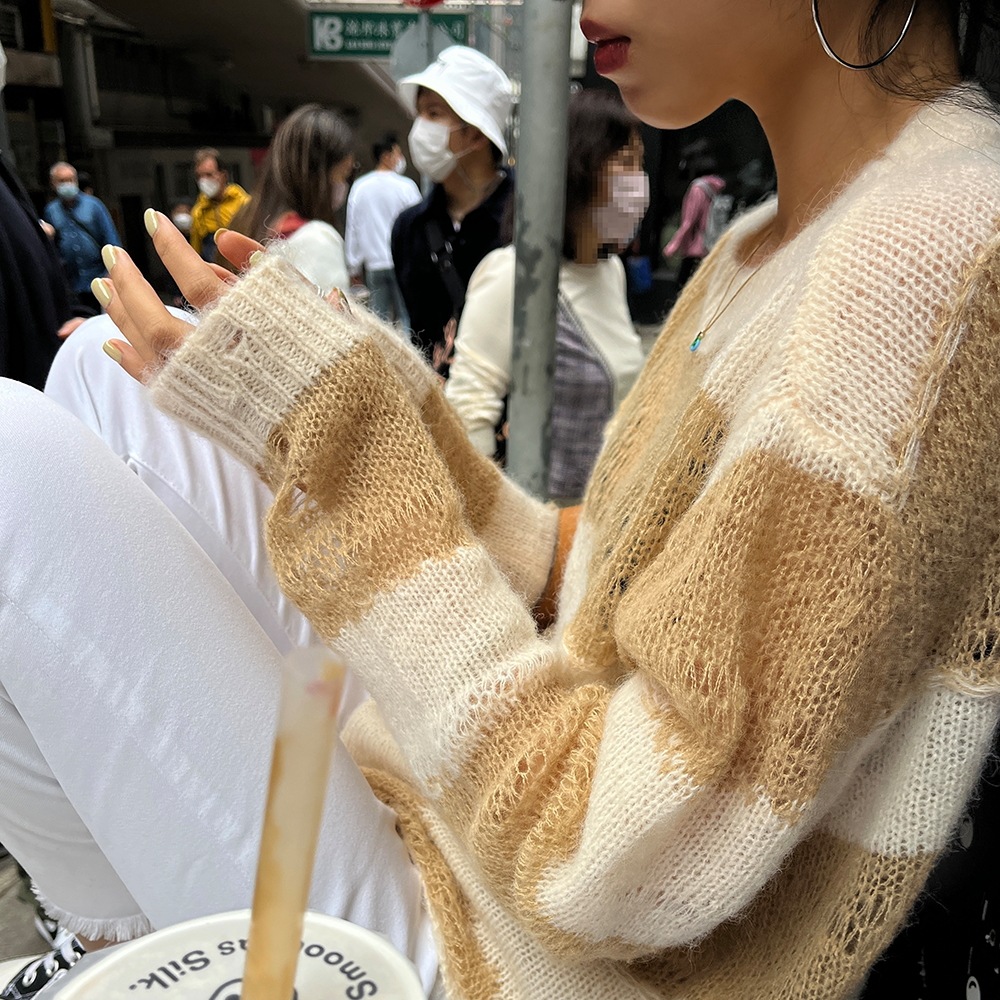 トップス セーター プルオーバー 長袖 ラウンドネック ミディアム丈 透け感 かわいい 大人可愛い きれいめ シンプル 上品 おしゃれ かっこいい カジュアル レトロ きちんと こなれ感 個性的