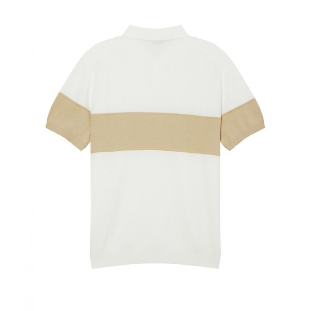 [ヘッジズ] 24SS アイボリーコットンブレンドカラーブロックカラーニット HZSW4B552IV