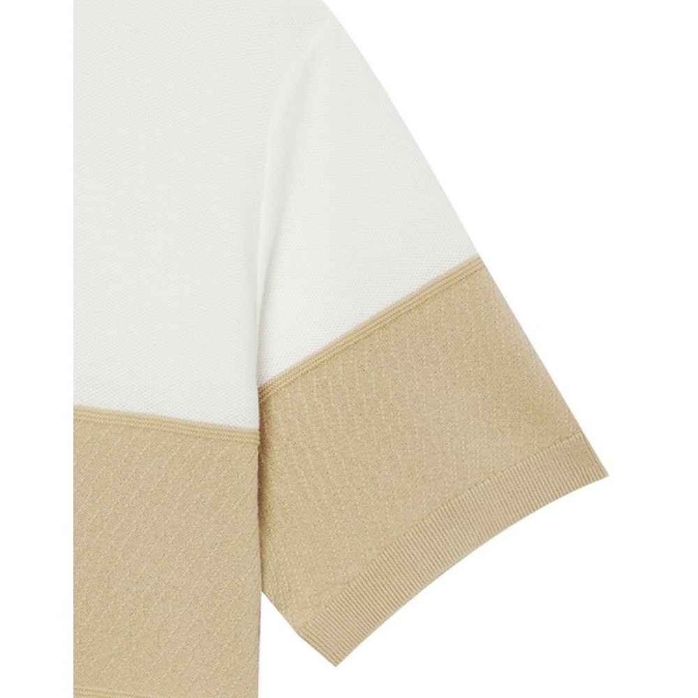 [ヘッジズ] 24SS アイボリーコットンブレンドカラーブロックカラーニット HZSW4B552IV