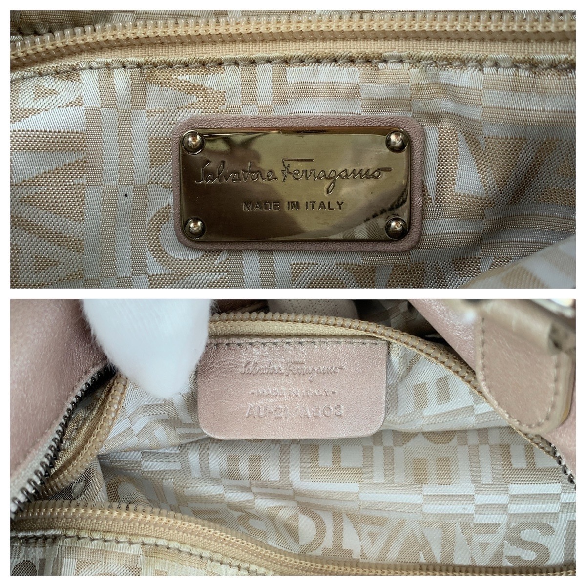 ガンチーニ ピンク シルバー金具 レザー トートバッグ ショルダーバッグ レディース 504925