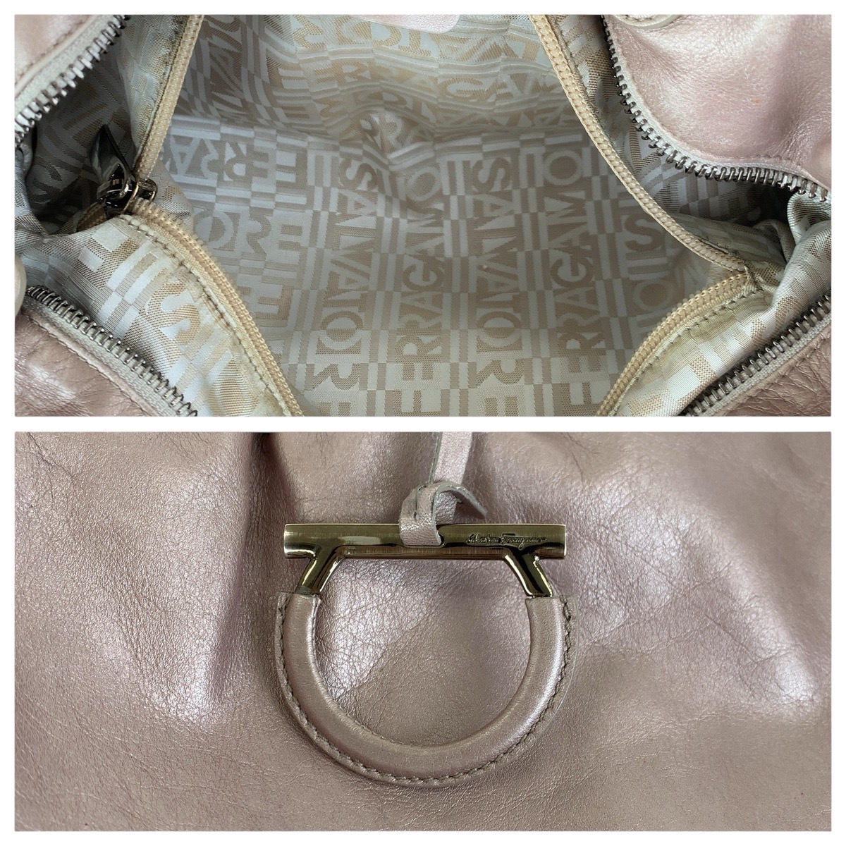 ガンチーニ ピンク シルバー金具 レザー トートバッグ ショルダーバッグ レディース 504925