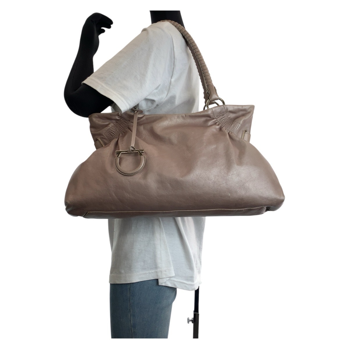 ガンチーニ ピンク シルバー金具 レザー トートバッグ ショルダーバッグ レディース 504925