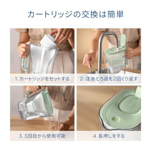 浄水器 ポット型 ろ過水容量:1.26L(全容量:2.4L) カートリッジ 3個 浄水器 ポット型 ろ過水容量:1.26L(全容量:2.4L) カートリッジ 3個