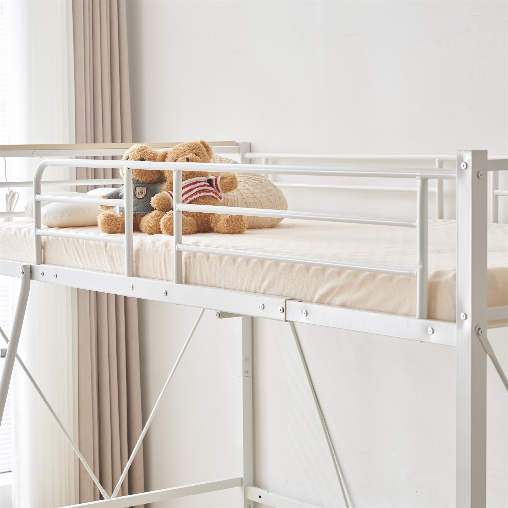 まとめ売り 即納】国内出荷【厚さ10cmベージュマットレス付き】ロフトベッド