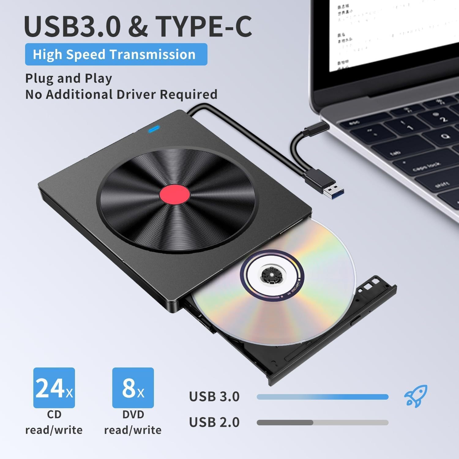 cdプレーヤー 5-in-1 多機能外付け光学ドライブ トップ Cd バーナー Dvd-rw プレーヤー読み取り可能メモリ カード