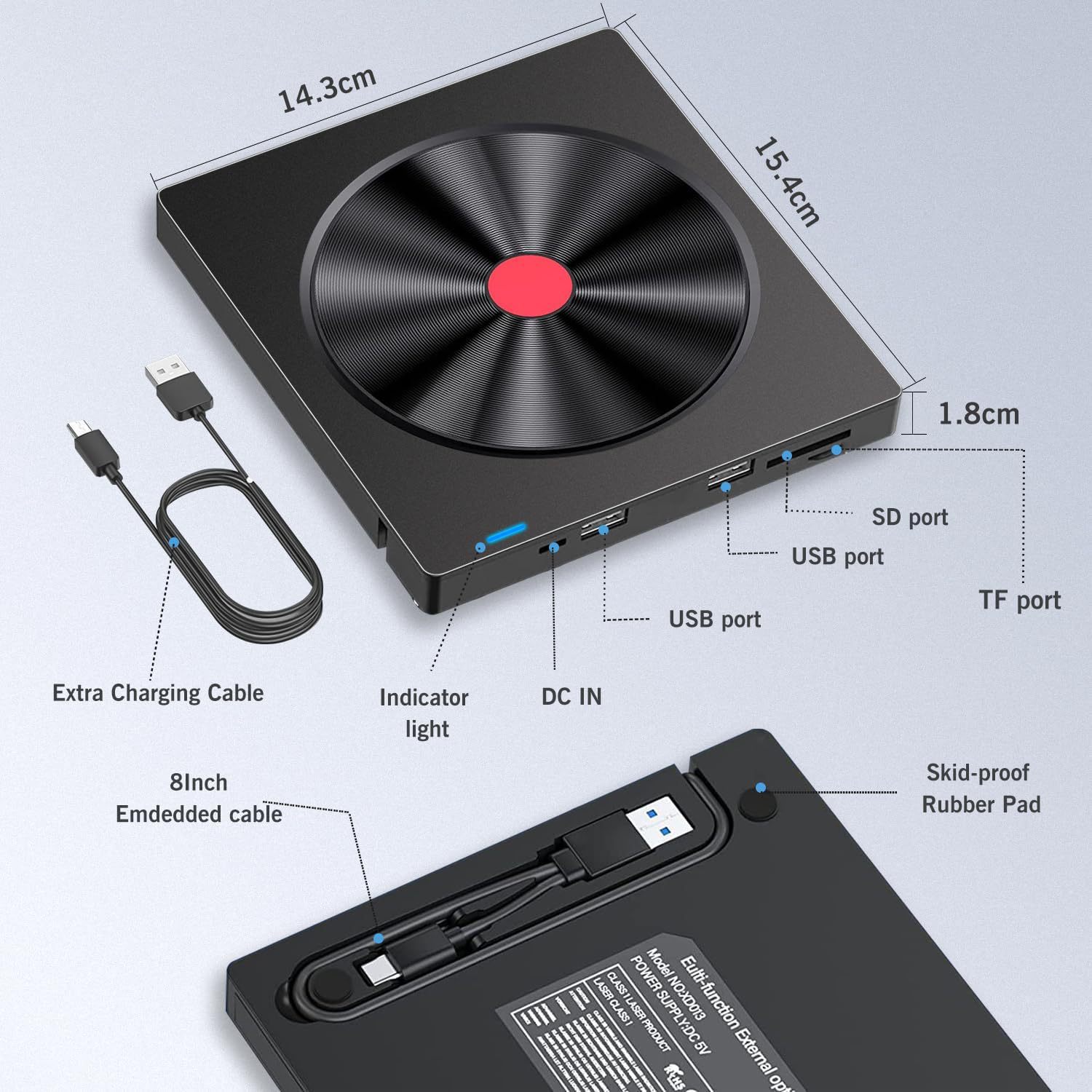 cdプレーヤー 5-in-1 多機能外付け光学ドライブ トップ Cd バーナー Dvd-rw プレーヤー読み取り可能メモリ カード