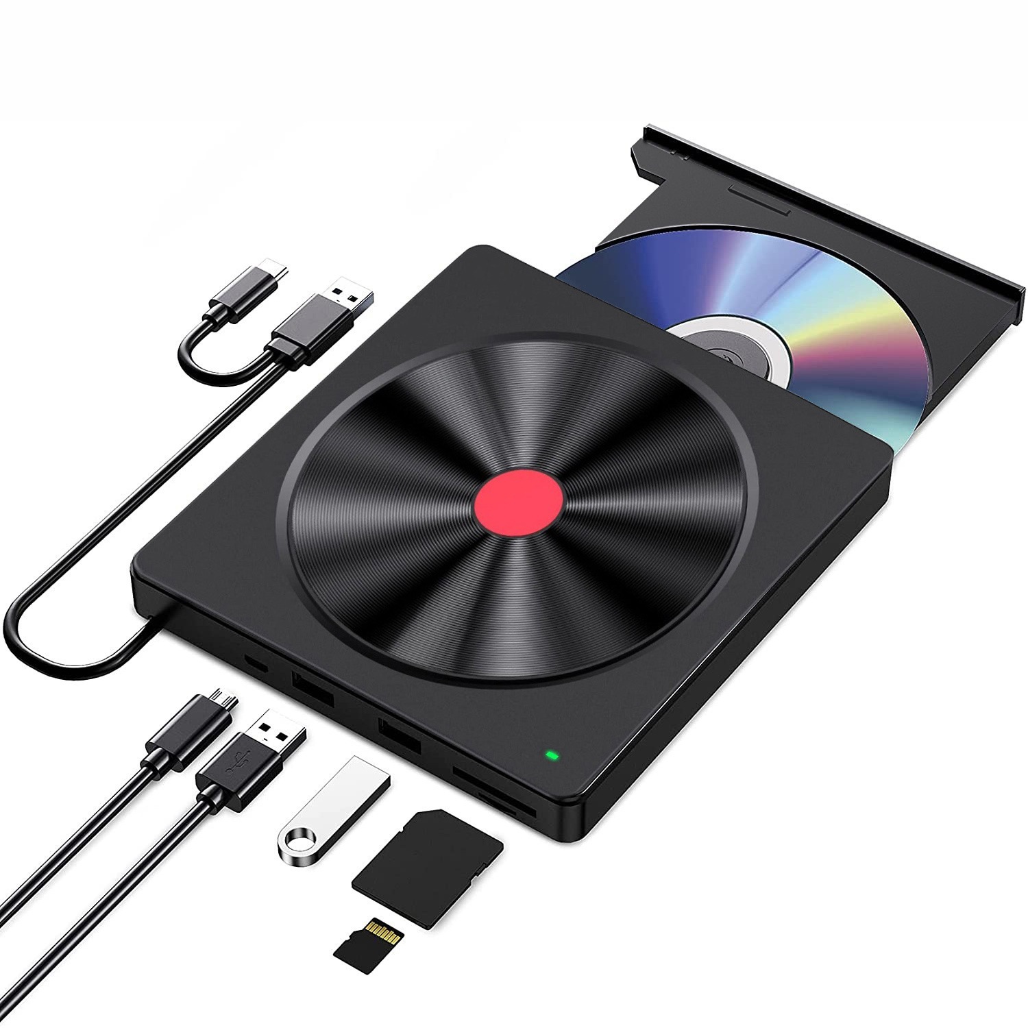 cdプレーヤー 5-in-1 多機能外付け光学ドライブ トップ Cd バーナー Dvd-rw プレーヤー読み取り可能メモリ カード