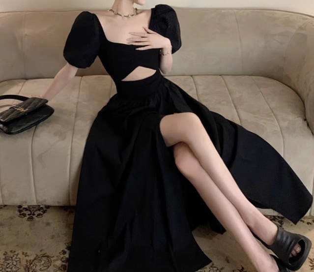 レディース ドレス ロング マキシ イレギュラー アシンメトリー 左右非対称 半袖 パフスリーブ スクエアネック スリム 細身 ウエストマーク スリット プルオーバー 可愛い きれいめ シンプル レディース ドレス ロング マキシ イレギュラー アシンメトリー 左右非対称 半袖 パフスリーブ スクエアネック スリム 細身 ウエストマーク スリット プルオーバー 可愛い きれいめ シンプル