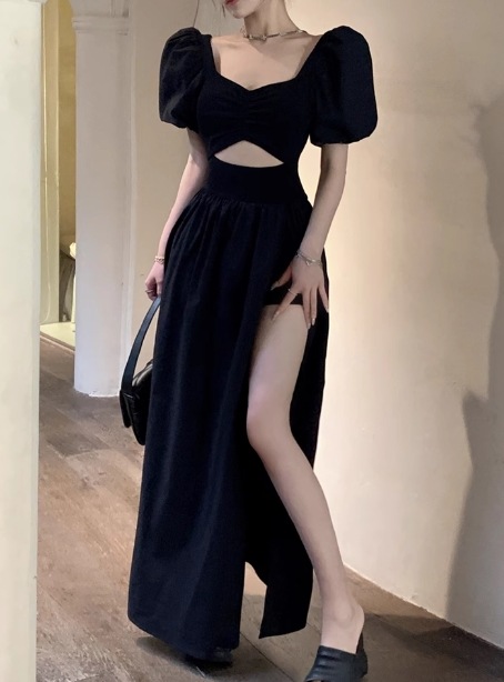 レディース ドレス ロング マキシ イレギュラー アシンメトリー 左右非対称 半袖 パフスリーブ スクエアネック スリム 細身 ウエストマーク スリット プルオーバー 可愛い きれいめ シンプル レディース ドレス ロング マキシ イレギュラー アシンメトリー 左右非対称 半袖 パフスリーブ スクエアネック スリム 細身 ウエストマーク スリット プルオーバー 可愛い きれいめ シンプル