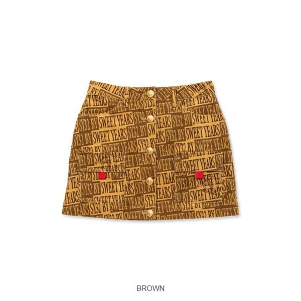 SY32 BY SWEET YEARS - 【超美品】SY32 コーデュロイスカート ライトブラウン×ブラウン ロゴ総柄 レディース S ゴルフウェア SY32 BY SWEET YEARS 超美品】SY32 コーデュロイスカート ライトブラウン×ブラウン