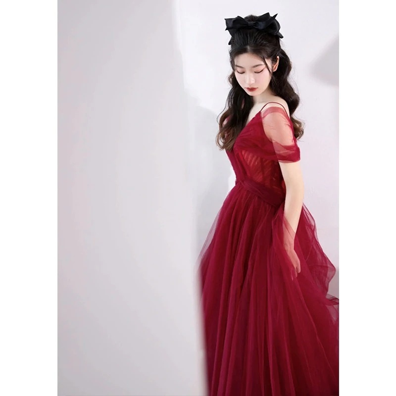 結婚式乾杯衣装ブライダル2024年春雰囲気レッド婚約ドレス妊婦 結婚式乾杯衣装ブライダル2024年春雰囲気レッド婚約ドレス妊婦