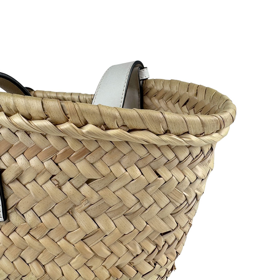 LOEWE ロエベ ロゴ入り ストロー かごバッグ ナチュラル/ブラウン