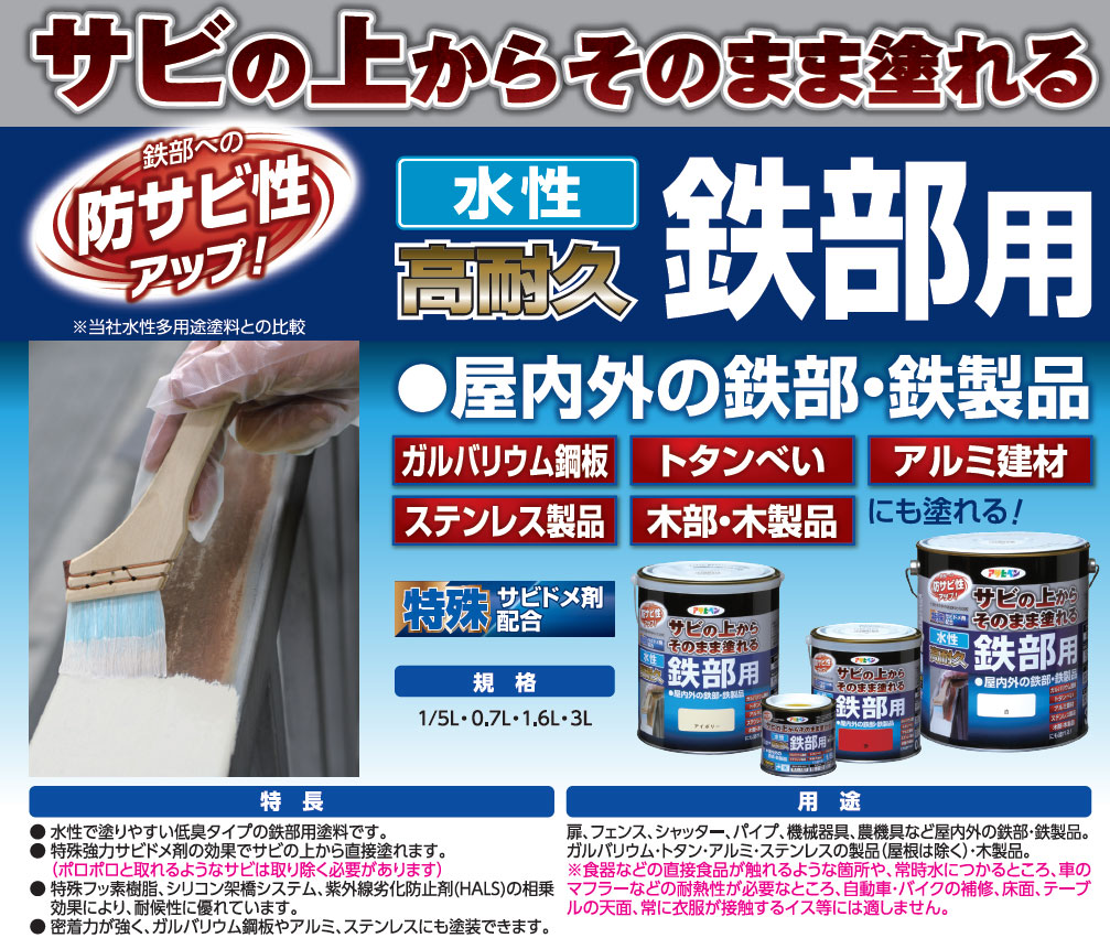 （まとめ買い）水性塗料 水性高耐久鉄部用 1.6L 緑 [x3]