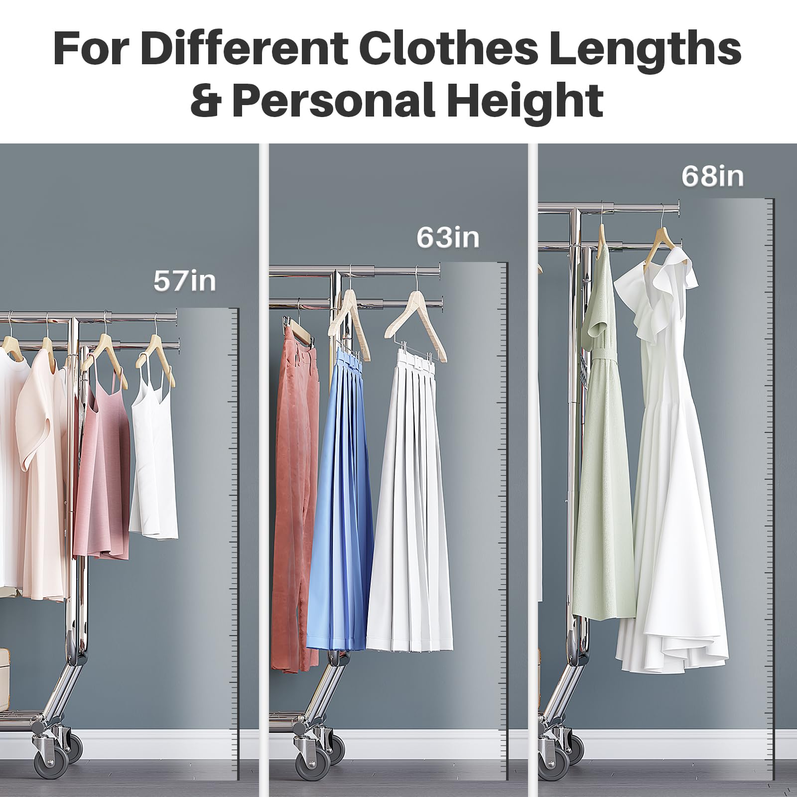 ハンガーラック パイプハンガーラック 耐荷重150KG 業務用 大容量 収納ラック 物干し スタンド 洋服ハンガー 衣類収納 棚付き 縦横伸縮 高さ調節可能 シルバー