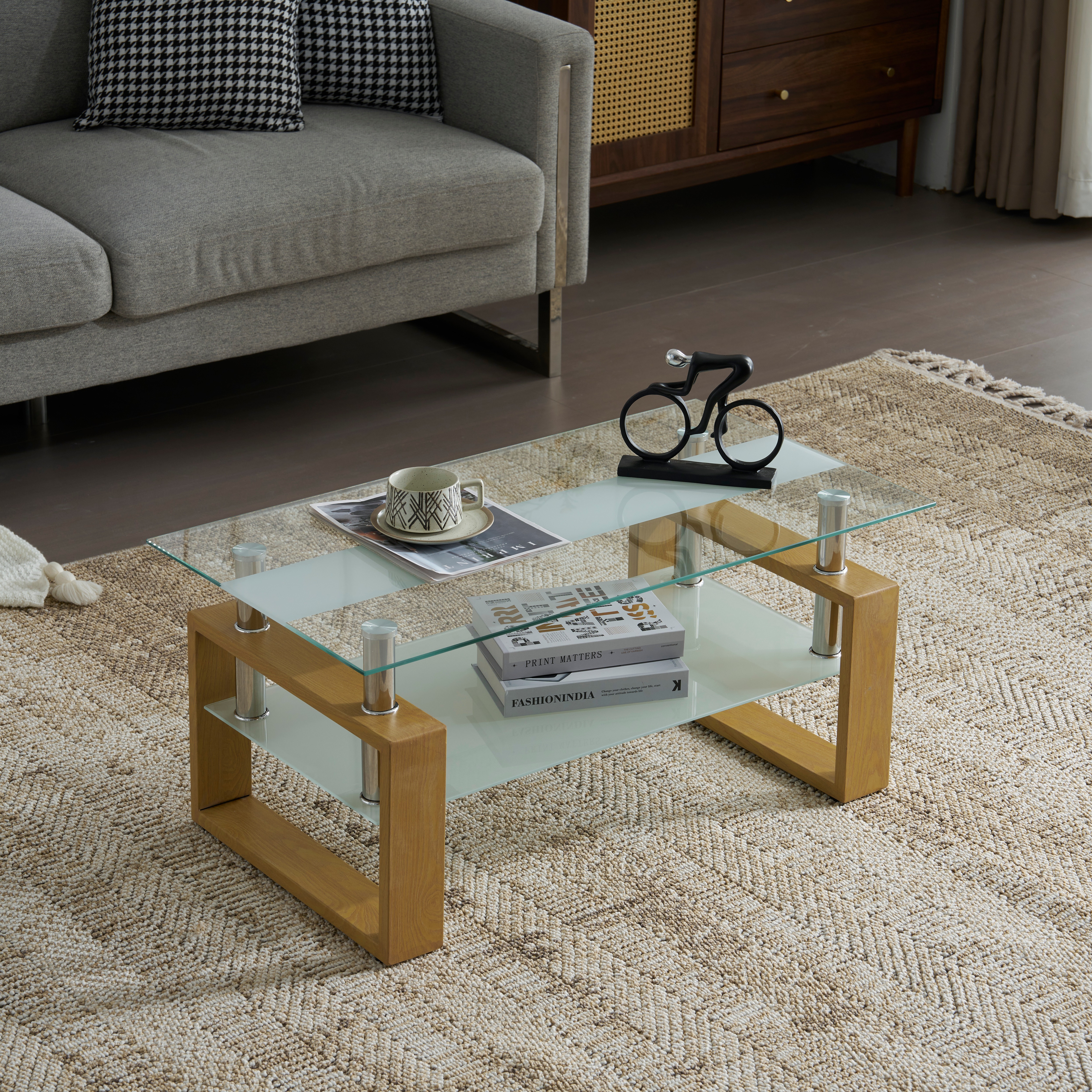 E70ガラステーブル ローテーブル コーヒーテーブル 幅87.5x奥47.5x高さ39.5cm 収納棚 口字型のテーブル脚 強化ガラス天板 クリア棚 おしゃれ E70ガラステーブル ローテーブル コーヒーテーブル 幅87.5x奥47.5x高さ39.5cm 収納棚 口字型のテーブル脚 強化ガラス天板 クリア棚 おしゃれ