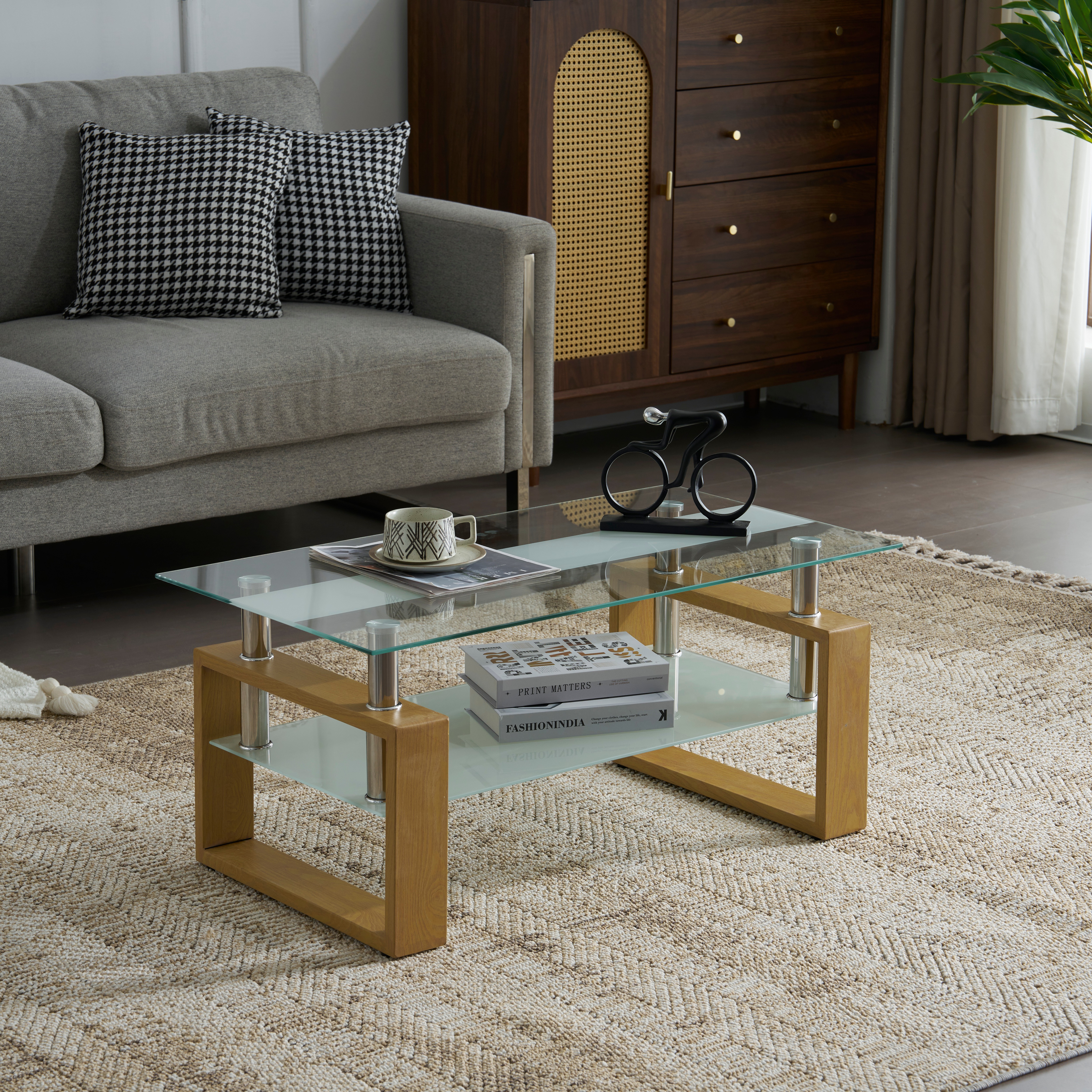 E70ガラステーブル ローテーブル コーヒーテーブル 幅87.5x奥47.5x高さ39.5cm 収納棚 口字型のテーブル脚 強化ガラス天板 クリア棚 おしゃれ E70ガラステーブル ローテーブル コーヒーテーブル 幅87.5x奥47.5x高さ39.5cm 収納棚 口字型のテーブル脚 強化ガラス天板 クリア棚 おしゃれ