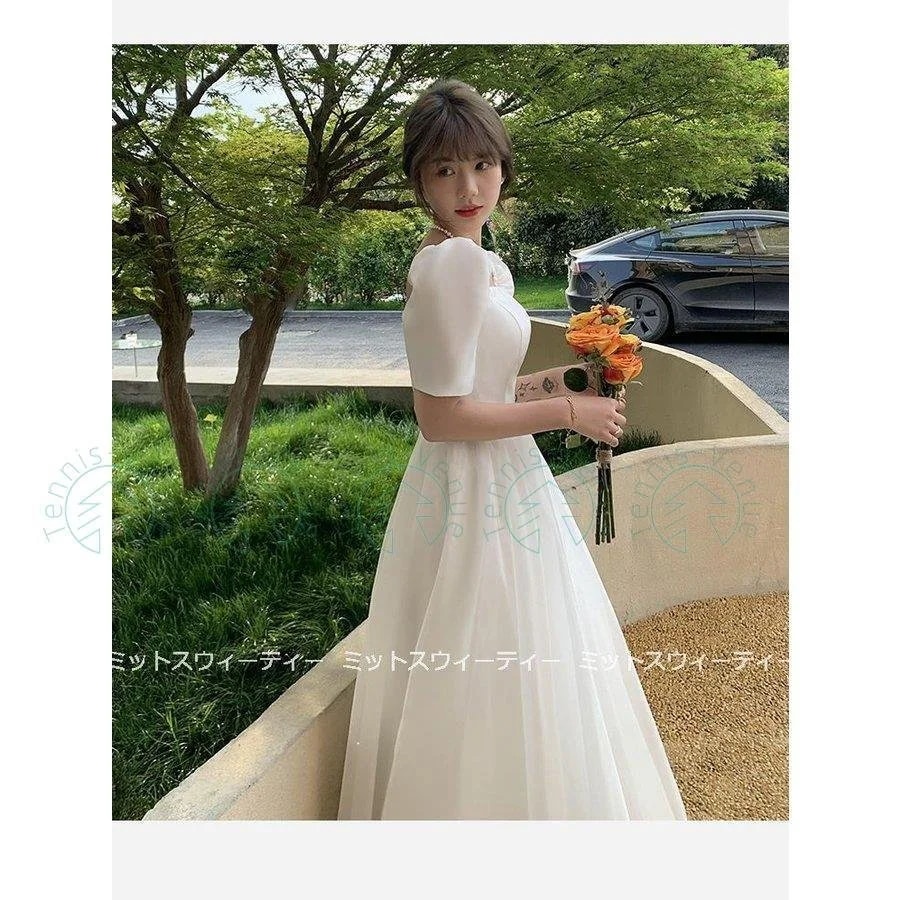 ウェディングドレス aラインドレス ウエディングドレス チュール 二次会 花嫁 パーティードレス 披