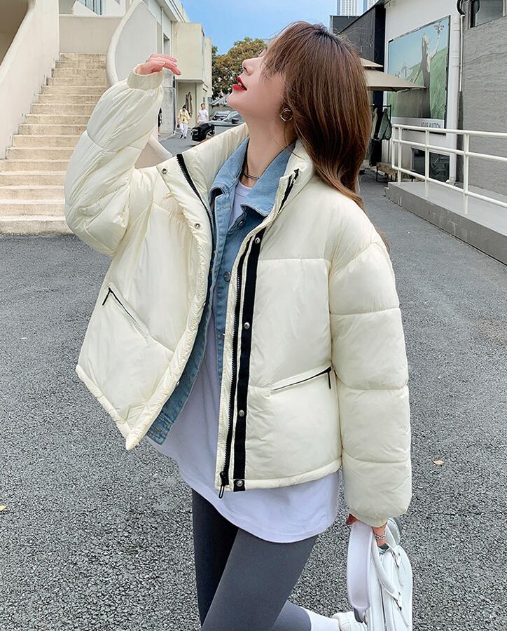 ダウン コート レディース キレイめ お洒落 20代 30代 40代 中綿 ショート丈 フードなし 韓国風 冬 防寒 あったか ジャケット ゆったり 厚手 新作 4色 通勤 お出かけ アウタ