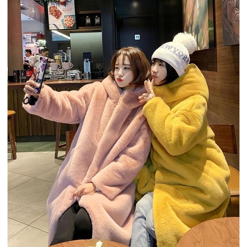 ボリュームファーコート　フェイクファーもふもふ暖かいボリュームファーコートフェイクファー秋冬服カジュアル　暖かいフェイクファーレディース　フード付