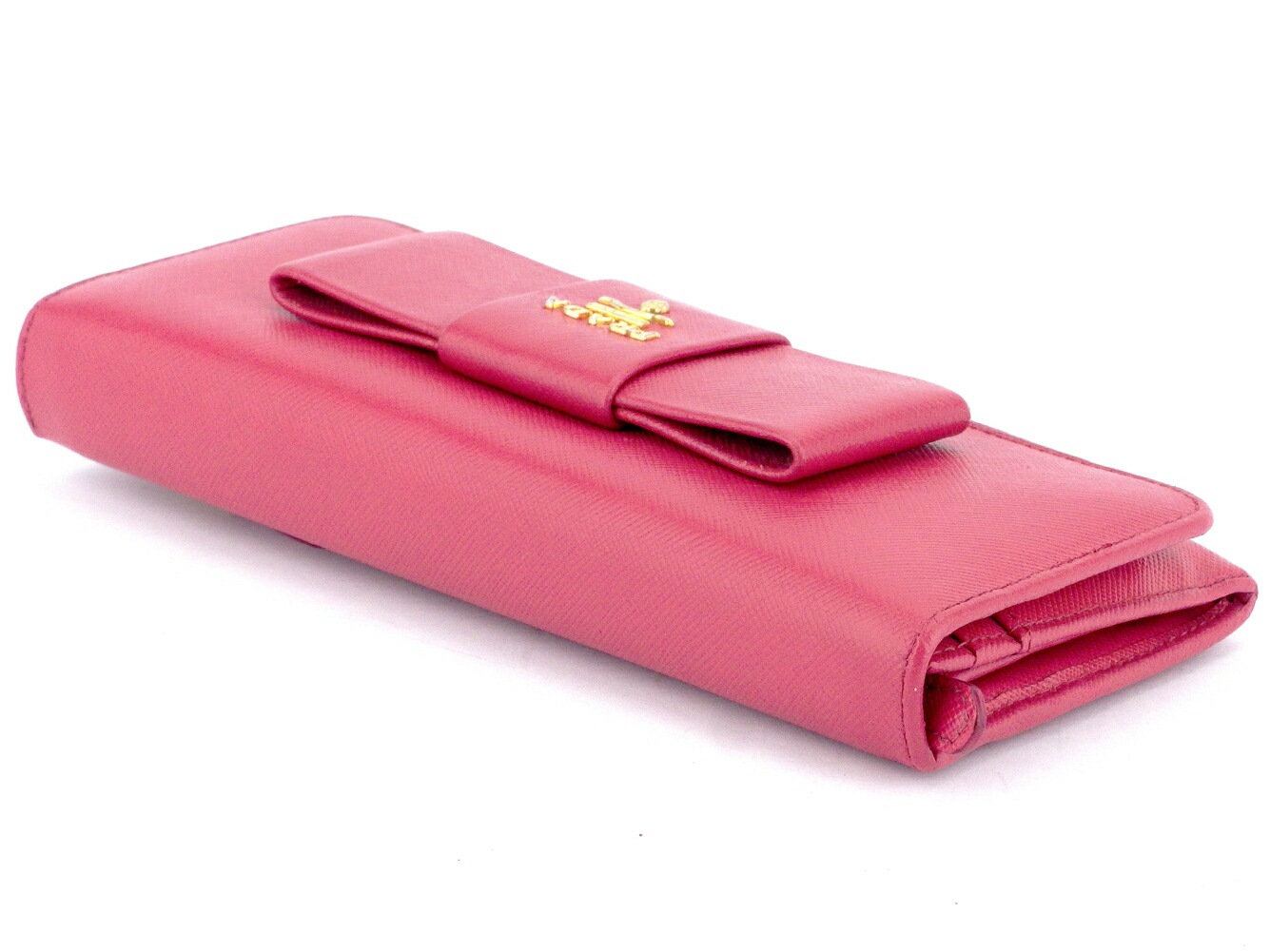 長財布 ファスナー付き 財布 リボン ピンク ゴールド 中古