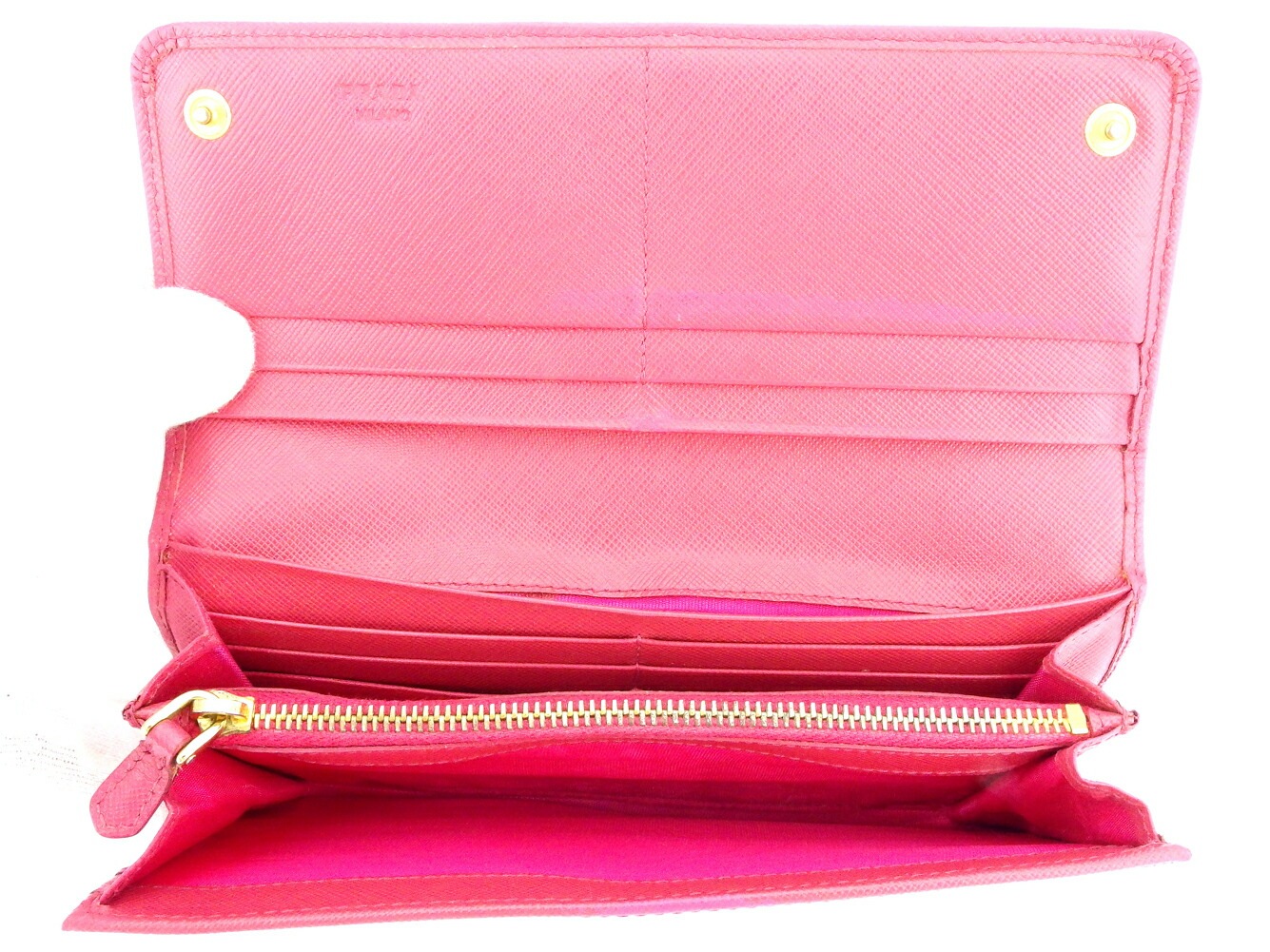 長財布 ファスナー付き 財布 リボン ピンク ゴールド 中古