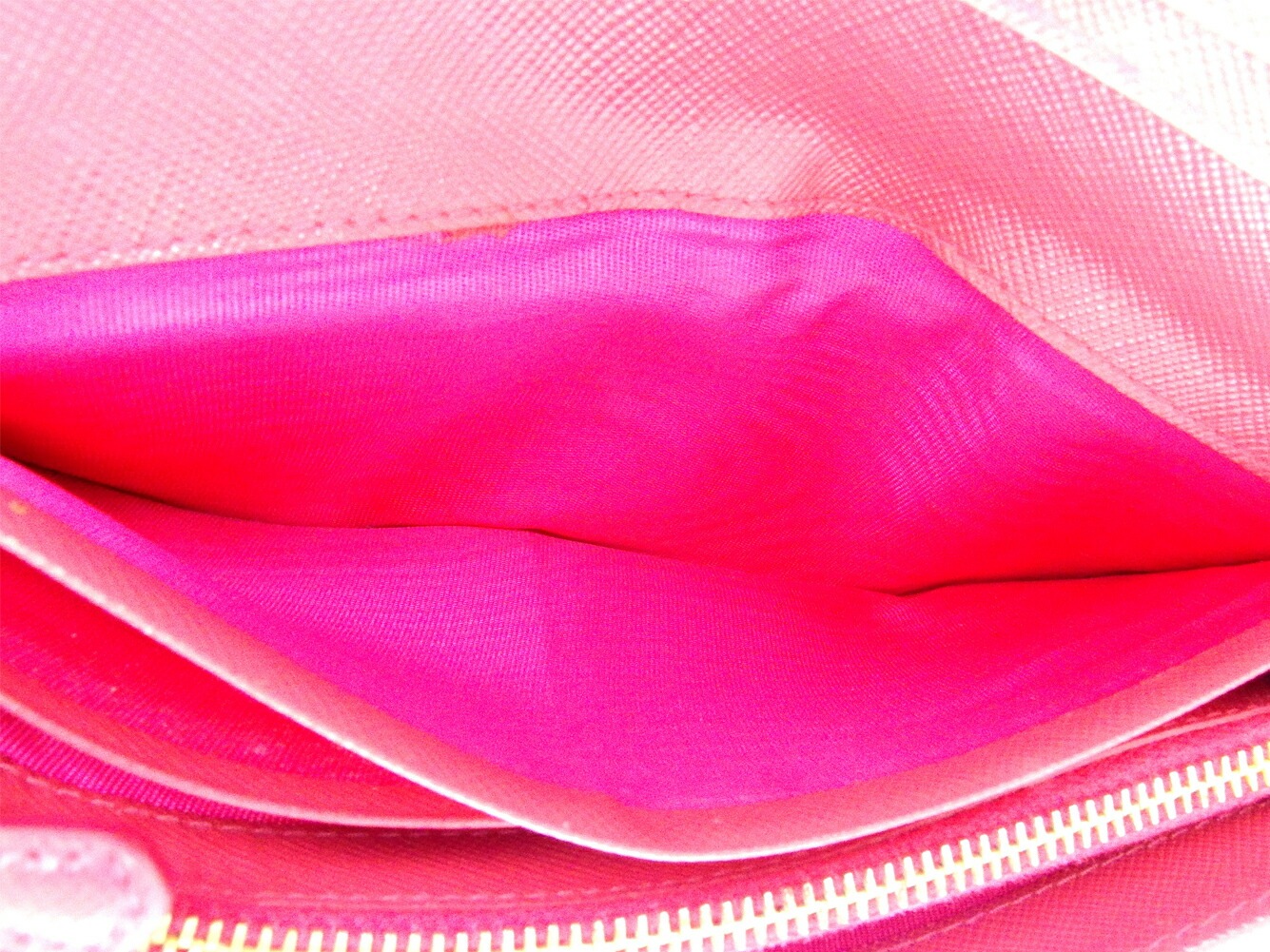 長財布 ファスナー付き 財布 リボン ピンク ゴールド 中古