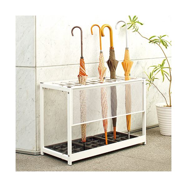 TANOSEE 傘立て（折りたたみタイプ） 24本用 ホワイト 1台 完成品