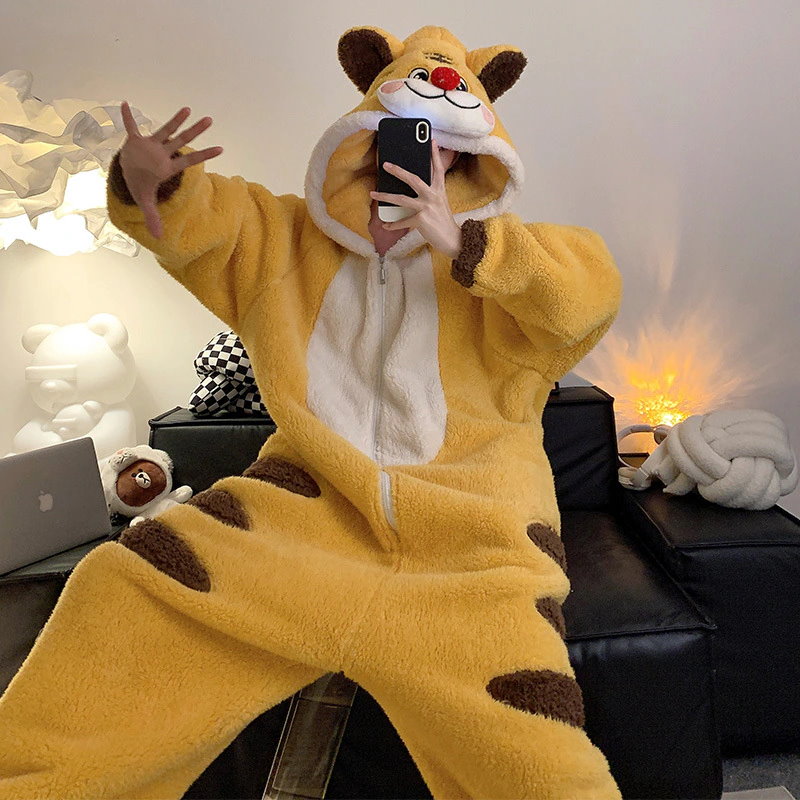 【2025新作】[即納]キャラ 着ぐるみ 修学旅行 レディース セットアップ ルームウェア パジャマお揃い 秋冬 着ぐるみ 品質良い