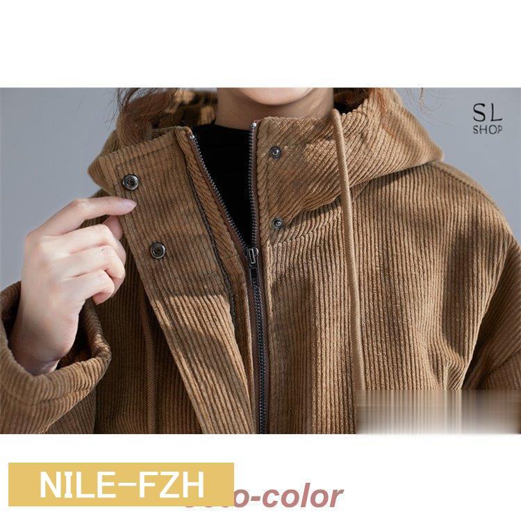 コート レディース 裏ボア 30代 40代 50代 アウター コーデュロイコート ロング丈 フード付き