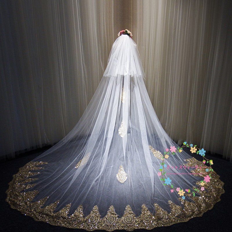 ホワイト ロングウェディングベール ウエディングベール オフホワイト