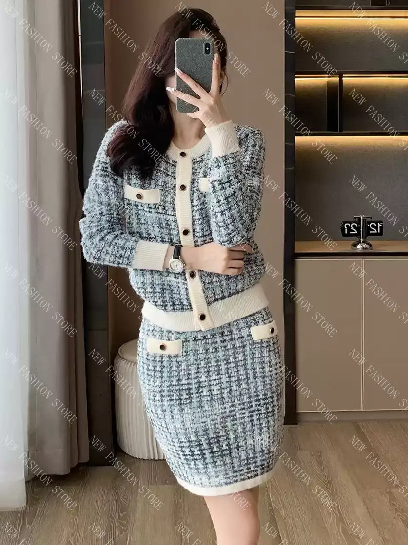 ニットスーツレディースカーディガンスカート2点セット-90 ニットスーツレディースカーディガンスカート2点セット-90