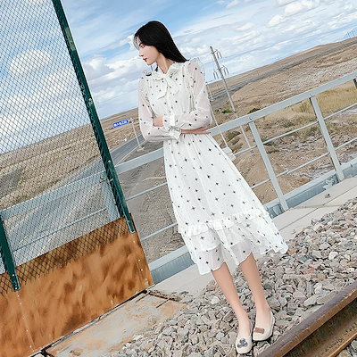 Qoo10] 女装雪纺のワンピース秋装仙女スカート春秋 : レディース服