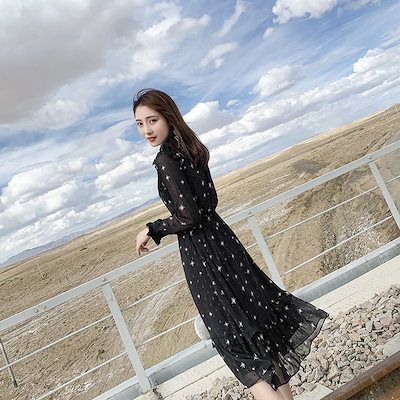Qoo10] 女装雪纺のワンピース秋装仙女スカート春秋 : レディース服